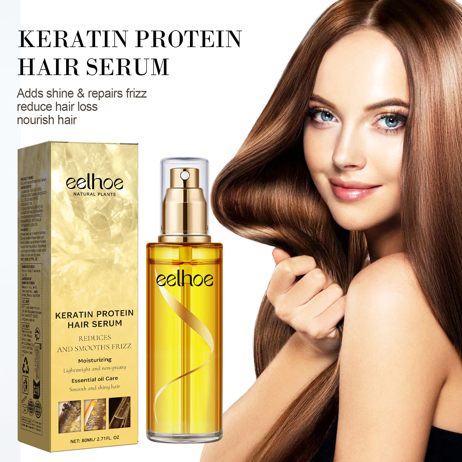 Hair Care Essence Oil Spray - EELHOE Keratin Hair Growth Serum Natural