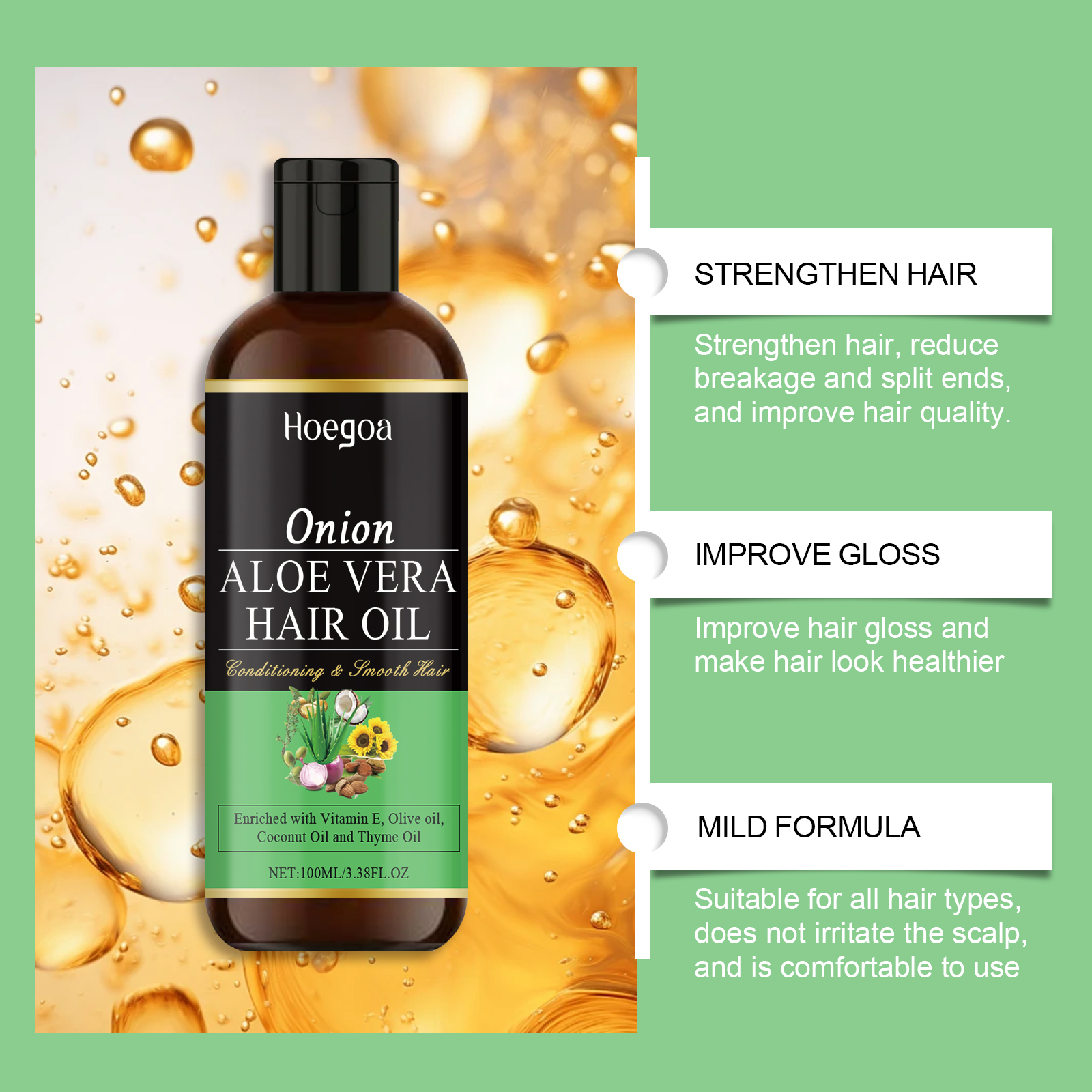 HOEGOA 100mL Onion Aloe Vera H - Hair Care With Aloe Vera reseña y precio