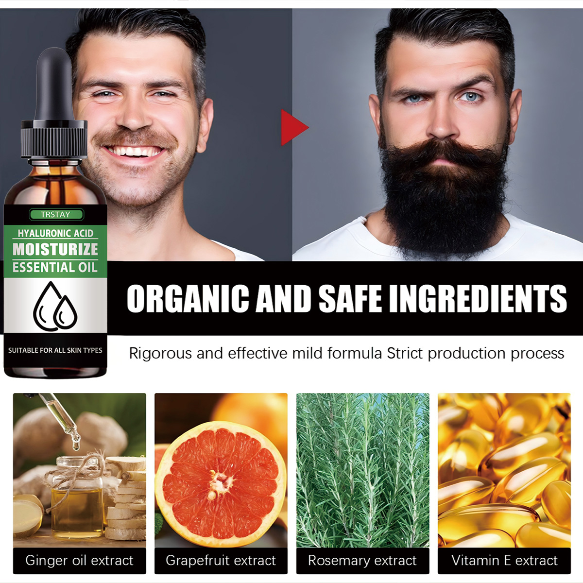 Men Beard Growth Roller Set Be - Hair Care Essence Oil Spray reseña y precio