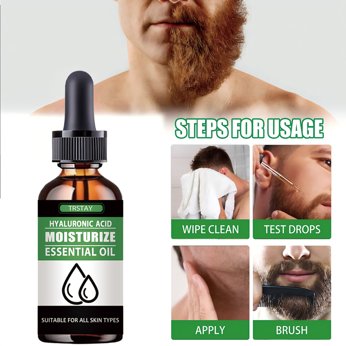 Men Beard Growth Roller Set Be - Hair Care Essence Oil Spray reseña y precio
