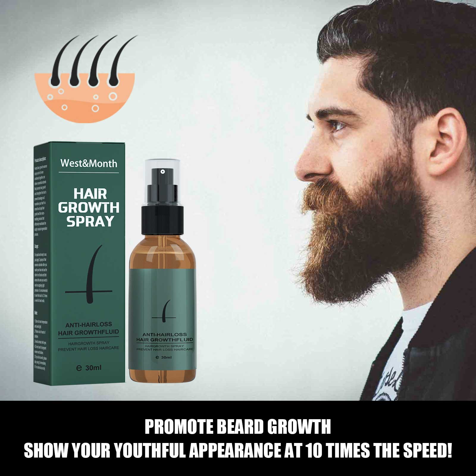 Natural Men Beard Growth Rolle - Hair Care Essence Oil Spray reseña y precio