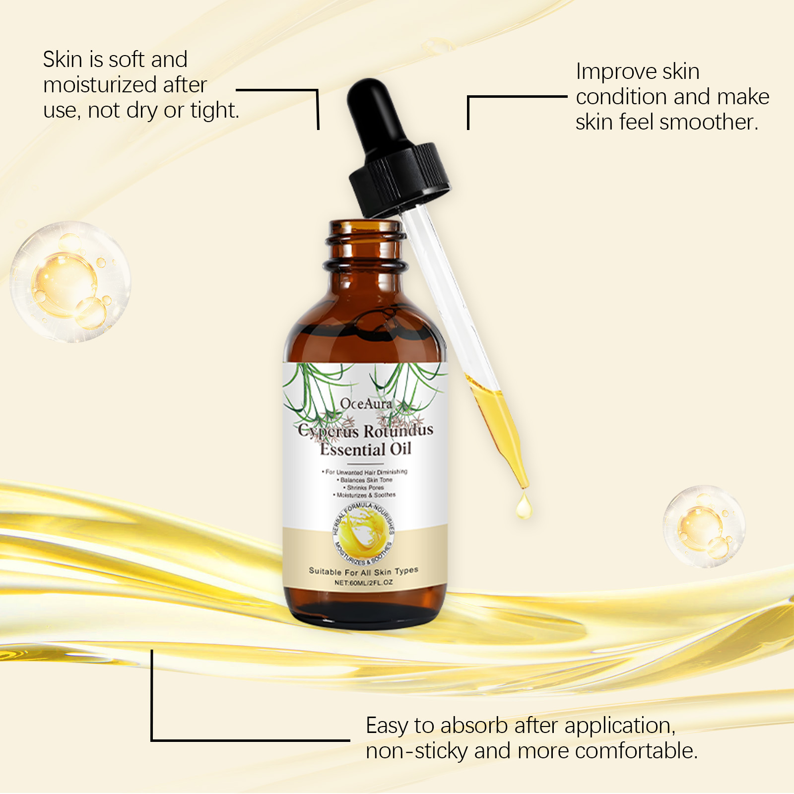 60ML Cyperus Rotundus Body Oil - Hair Care With Aloe Vera reseña y precio