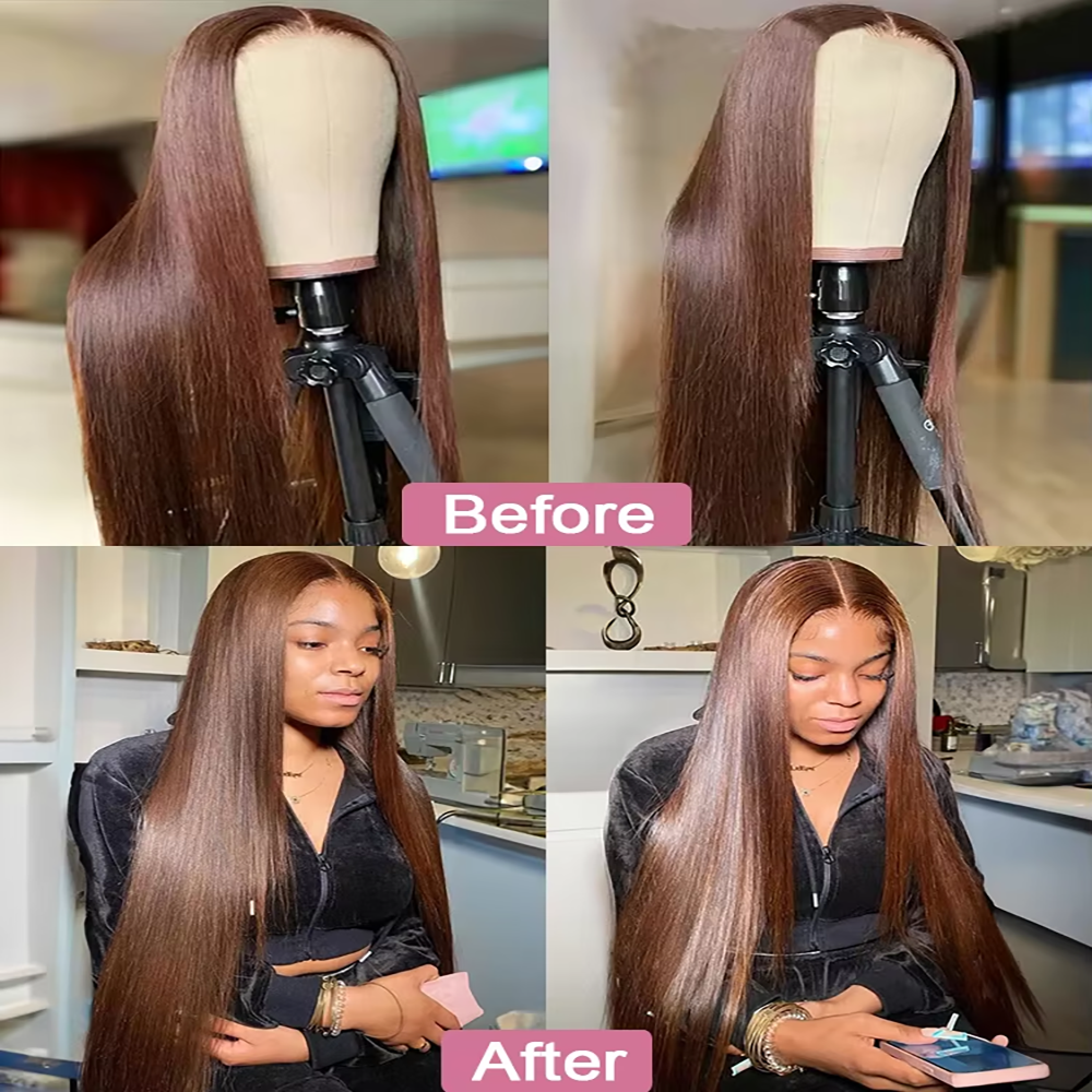 Chocolate Brown 13X6 Straight  - Lace Front Wig reseña y precio