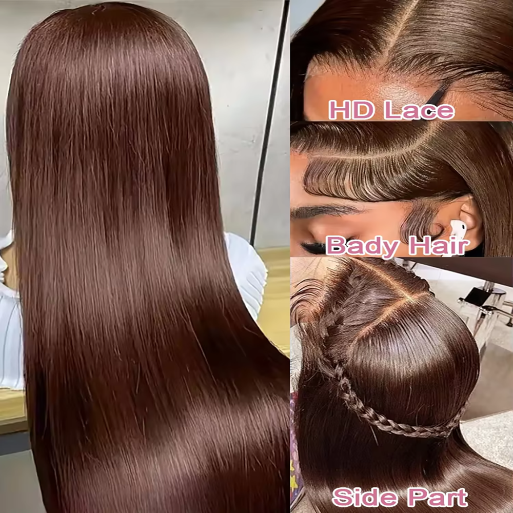 Chocolate Brown 13X6 Straight  - Lace Front Wig reseña y precio