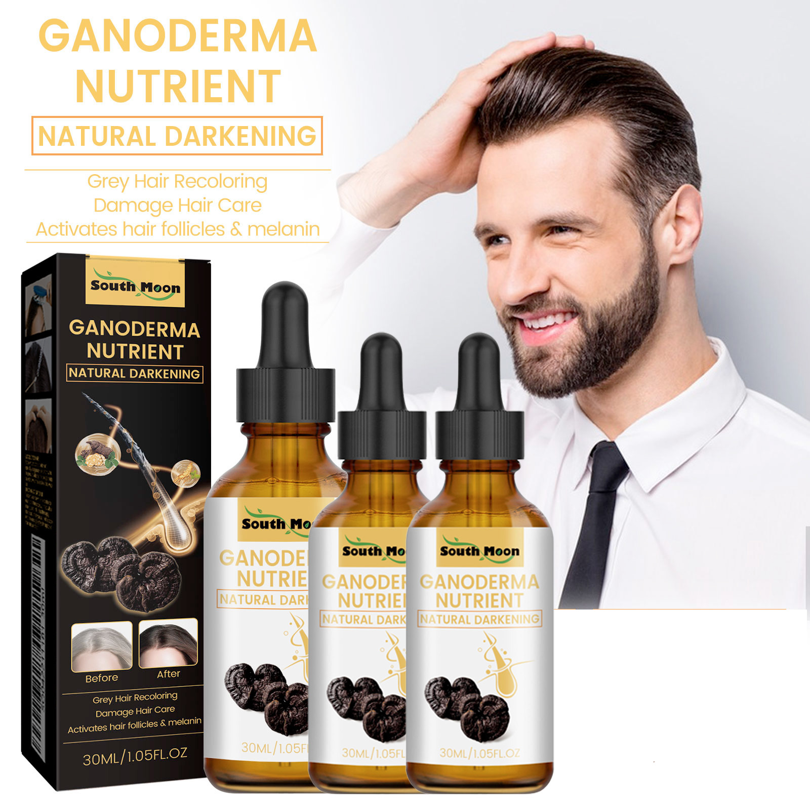 1/2/4pcs Black Ganoderma Lucid - Hair Care Tonic reseña y precio