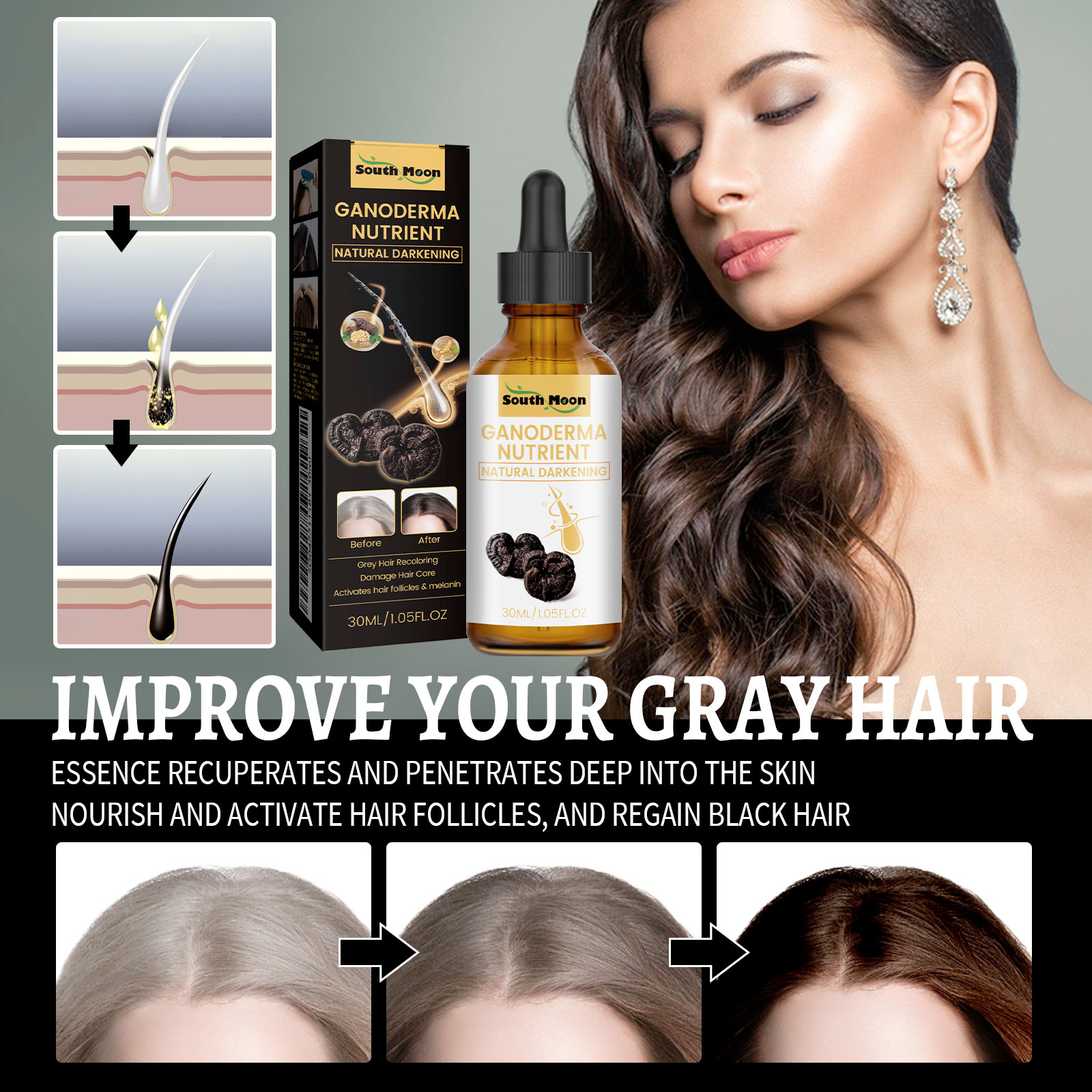 1/2/4pcs Black Ganoderma Lucid - Hair Care Tonic reseña y precio