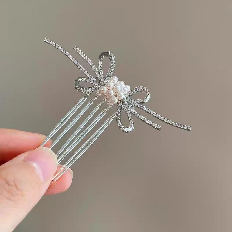 Retro Pearl Rhinestone Bow Hai - Hair Care Japanese reseña y precio