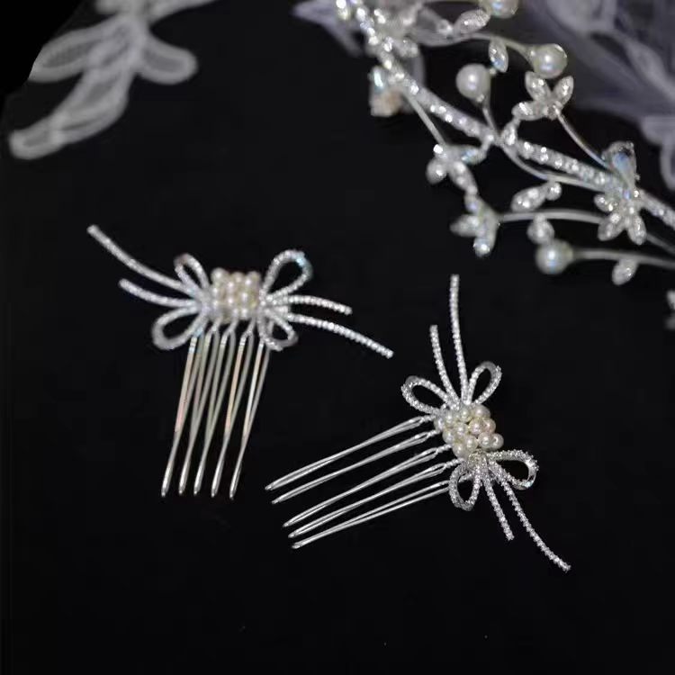 Retro Pearl Rhinestone Bow Hai - Hair Care Japanese reseña y precio