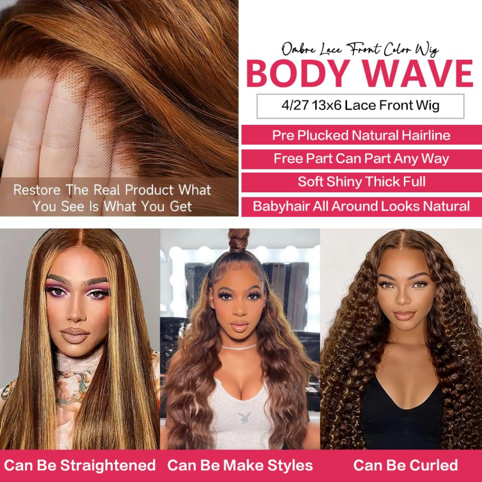250 Density Highlight Wigs Hum - Lace Front Wig reseña y precio