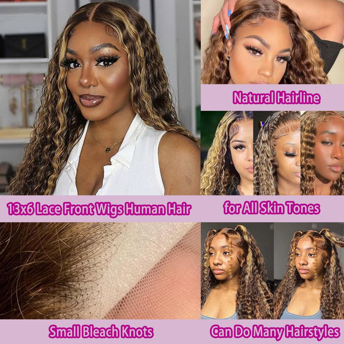 36 Inch Deep Wave P4/27 Highli - Lace Front Wig reseña y precio