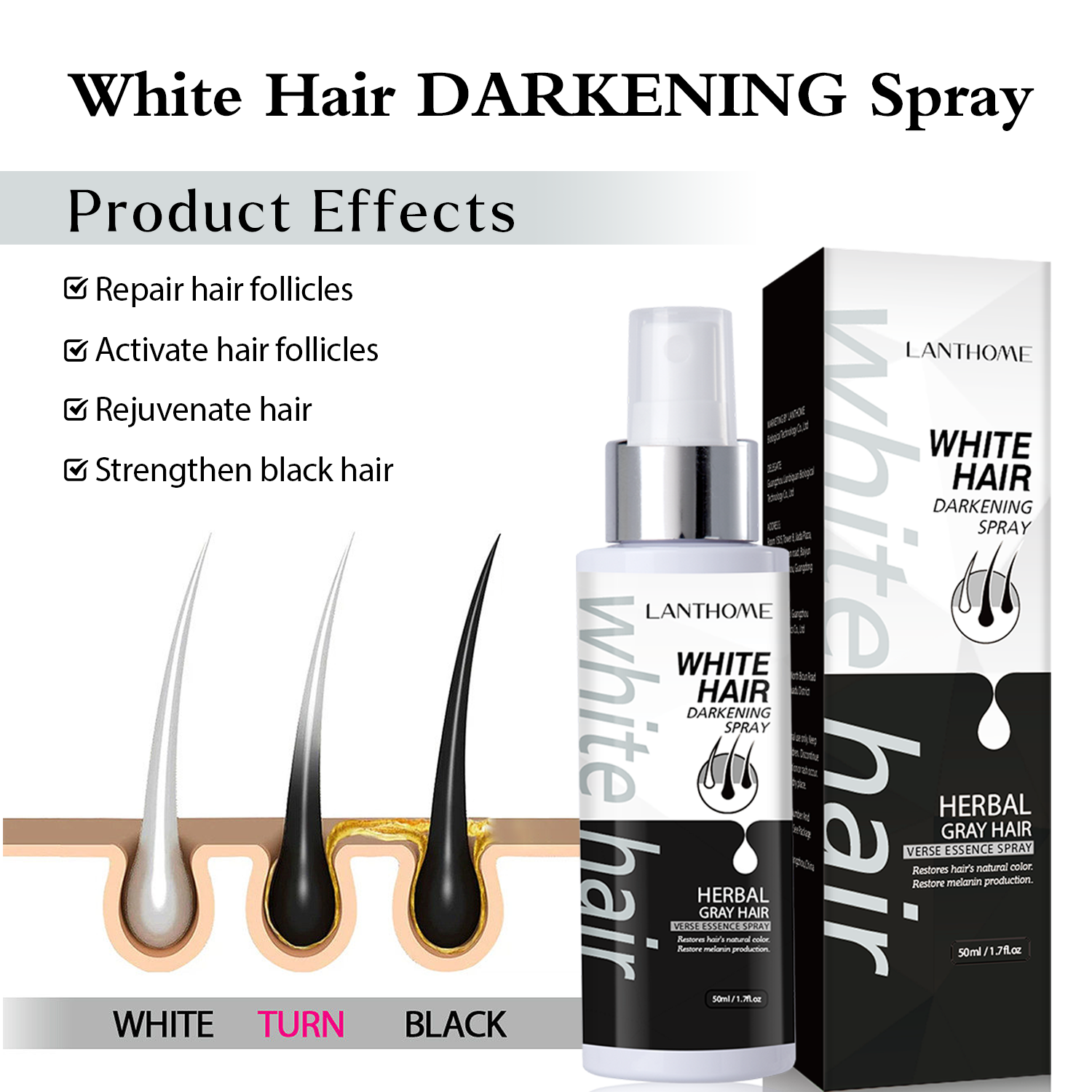 White Hair Treatment Darkening - Hair Care Essence Oil Spray reseña y precio